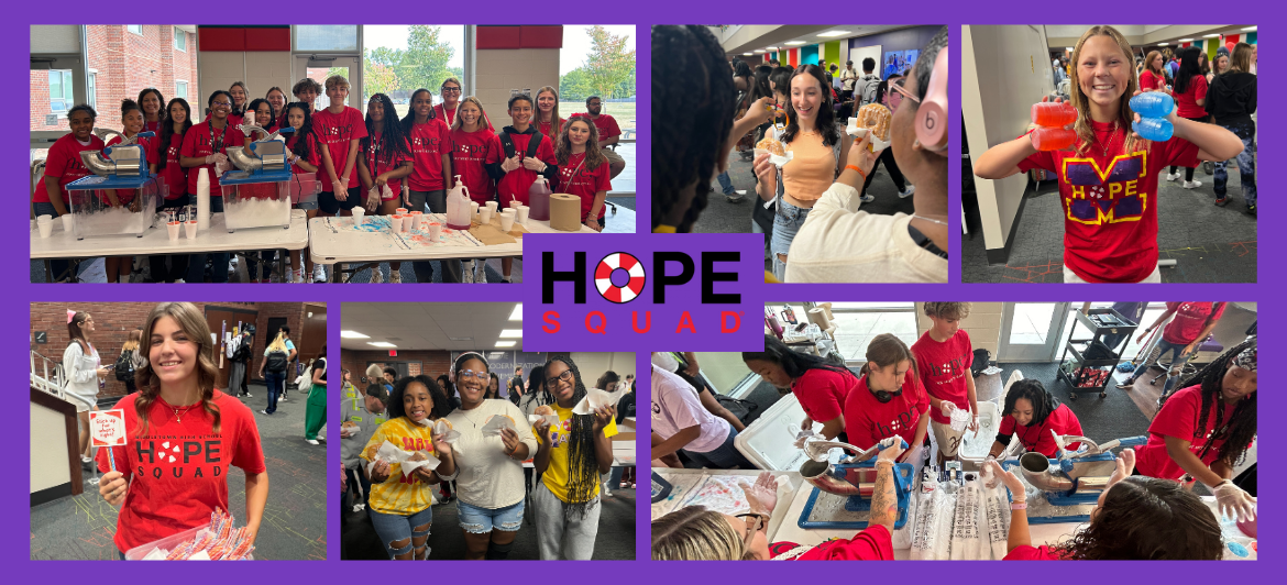 Collage of photos of hope squad students from hope week.